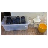 (8) LIBBY WATER GLASSES, COVERED COMPOTE & MORE