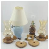 WOOD CANDLE LAMPS, ELECTRIC LAMPS, & MORE