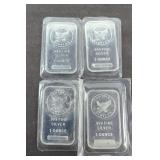 (4) STERLING SILVER BARS .999