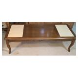 COFFEE TABLE W/ MARBLE INSERTS, MARBLE CRACKED (AL