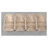 (4) 1 OUNCE COPPER BARS