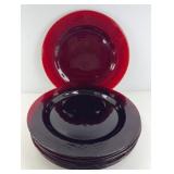 (8) RUBY RED PEBBLE BOTTOM DINNER PLATES