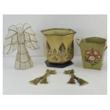 CAST METAL ACCENTS & (2) METAL VASES