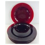 (8) RUBY RED PEBBLE BOTTOM DINNER PLATES