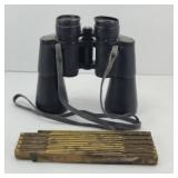BUSHNELL 10X50 BINOCULAR & WOOD RULER
