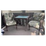 (2) WICKER CHAIRS WITH MATCHING TABLE