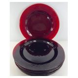 (8) RUBY RED PEBBLE BOTTOM DINNER PLATES