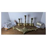 BRASS? WALL ART, CANDLESTICKS, HINGES