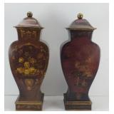 (2) METAL COVERED URNS