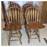 (4) OAK SWIVEL BAR CHAIRS