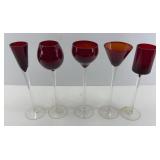 (5) RUBY RED STEMMED GLASSES