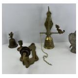 BRASS BELLS, CANDLE HOLDERS, SILVER PLATED EAGLE