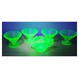 URANIUM GLASS DESSERT DISHES & SUGAR