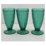 (3) GREEN TIARA GLASS TUMBLERS