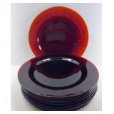 (11) RUBY RED PEBBLE BOTTOM DINNER PLATES