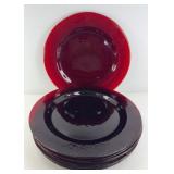(8) RUBY RED PEBBLE BOTTOM DINNER PLATES