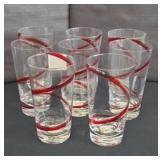(8) RED SWIRL PEIR 1 MOUTH BLOWN GLASSES