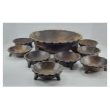 WOOD FOOTED SALAD BOWL SET