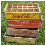 (4) SODA BOTTLE CRATES: COCA-COLA, RKO, PEPSI