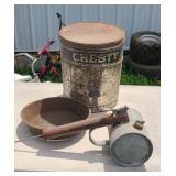 POTATO CHIP CAN, SPRAYER, SIEVE
