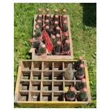 (2) COCA COLA WOOD CRATES, SOME BOTTLES