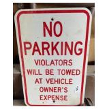 METAL NO PARKING SIGN