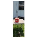 (4) FISHING POLES & BAIT BUCKETS