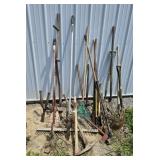 ASSTD LONG HANDLED TOOLS: RAKES, SLUDGE HAMMER &