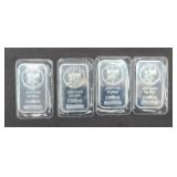 (4) 1 OUNCE SILVER BARS .999 FINE SILVER