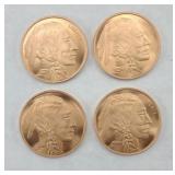 (4) 1 OZ COPPER ROUNDS