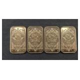 (4) COPPER BARS 1 OZ EACH