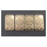 (4) COPPER BARS 1 OZ EACH