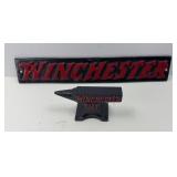 WINCHESTER CAST IRON ANVIL & SIGN