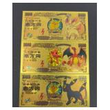 (3) POKEMON GOLD FOIL FANTASY BILLS