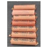 (7) ROLLS OF WHEAT PENNIES, MIXED DATES