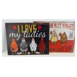 (2) METAL CHICKEN SIGNS