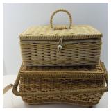 (2) SEWING BOXES W/ NOTIONS