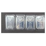 (4) 1 OUNCE SILVER BARS .999 FINE SILVER