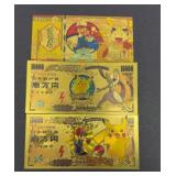 (3) POKEMON GOLD FOIL FANTASY BILLS