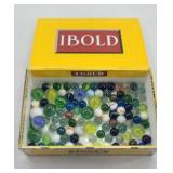 MARBLES IN CIGAR BOX