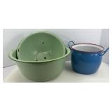 (3) ENAMEL PANS