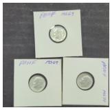 (3) 1964 SILVER EISENHOWER DIMES GRADE MS69-MS 70