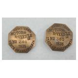 (2) CALIFORNIA METAL LICENSE BADGES