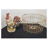 ROOSTER STATUE IN EGG BASKET