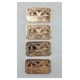 (4) 1 OUNCE COPPER BARS