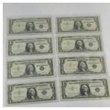 (8) $1 SILVER CERTIFICATES BLUE SEAL 1957