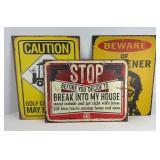 (3) METAL HUMOROUS SIGNS
