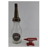 FARMALL CAST IRON PAPERWEIGHT & OIL BOTTLE