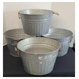 (4) GALVANIZED PLANTERS