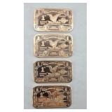 (4) 1 OUNCE COPPER BARS